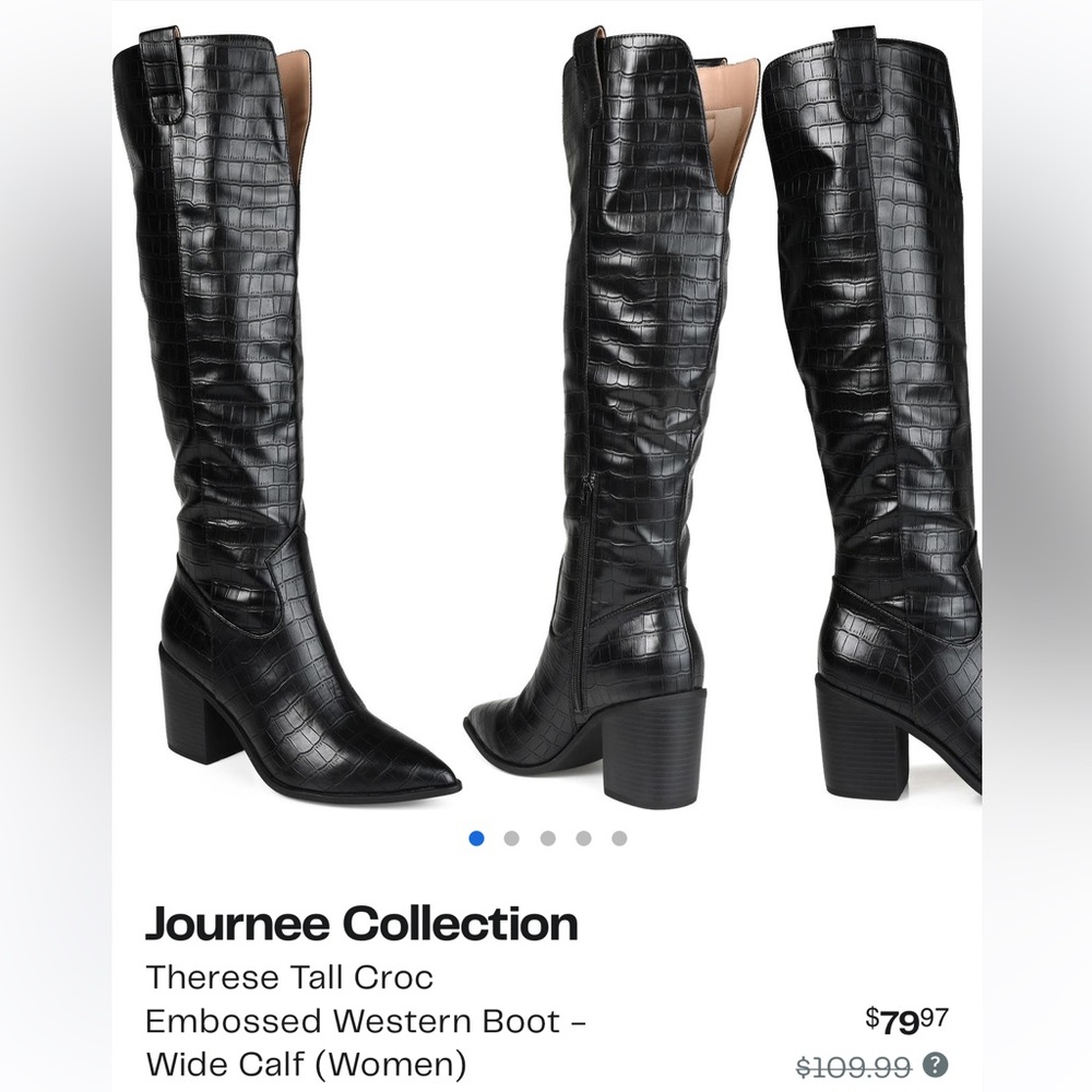 Journee Collection Tall Wide Calf Croc Western Boots Size 8.5